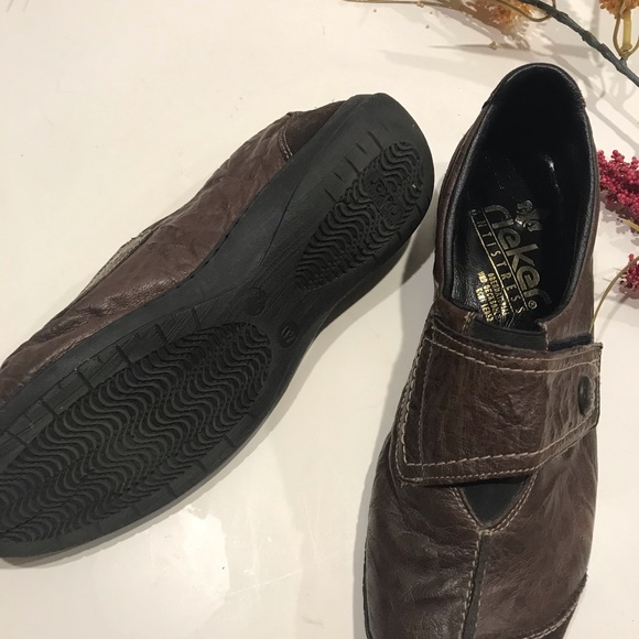 RIEKER hook loop flat brown leather suede Velcro - Picture 3 of 8